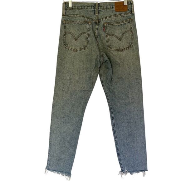 Levi’s Premium Wedgie Raw Hem Button Fly High Rise Straight Leg Jeans Size 27 - Picture 2 of 14